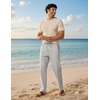COOFANDY Men’s Cotton Linen Pants Casual Drawstring Dress Pants Beach Summer Lightweight Trousers(Light Grey)