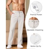 COOFANDY Men’s Cotton Linen Pants Casual Drawstring Dress Pants Beach Summer Lightweight Trousers(White)