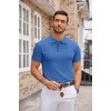 COOFANDY Mens Knit Polo Shirts Casual Short Sleeve Button Down Polo Shirt | Knit polo, soft, breathable, stretch, 3-button placket, elastic ribbed cuffs and hem, casual, business, classic, stylish(Blue)