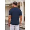 COOFANDY Mens Knit Polo Shirts Casual Short Sleeve Button Down Polo Shirt | Knit polo, soft, breathable, stretch, 3-button placket, elastic ribbed cuffs and hem, casual, business, classic, stylish(H-navy Blue Ribbing)