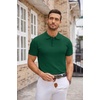 COOFANDY Mens Knit Polo Shirts Casual Short Sleeve Button Down Polo Shirt | Knit polo, soft, breathable, stretch, 3-button placket, elastic ribbed cuffs and hem, casual, business, classic, stylish(Dark Green)