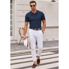 COOFANDY Mens Knit Polo Shirts Casual Short Sleeve Button Down Polo Shirt | Knit polo, soft, breathable, stretch, 3-button placket, elastic ribbed cuffs and hem, casual, business, classic, stylish(H-navy Blue Ribbing)