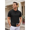 COOFANDY Mens Knit Polo Shirts Casual Short Sleeve Button Down Polo Shirt | Knit polo, soft, breathable, stretch, 3-button placket, elastic ribbed cuffs and hem, casual, business, classic, stylish(All Black)