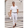COOFANDY Mens Knit Polo Shirts Casual Short Sleeve Button Down Polo Shirt | Knit polo, soft, breathable, stretch, 3-button placket, elastic ribbed cuffs and hem, casual, business, classic, stylish(White)