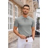 COOFANDY Mens Knit Polo Shirts Casual Short Sleeve Button Down Polo Shirt | Knit polo, soft, breathable, stretch, 3-button placket, elastic ribbed cuffs and hem, casual, business, classic, stylish(Grey)