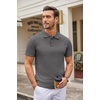 COOFANDY Mens Knit Polo Shirts Casual Short Sleeve Button Down Polo Shirt | Knit polo, soft, breathable, stretch, 3-button placket, elastic ribbed cuffs and hem, casual, business, classic, stylish(Dark Grey)