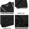 COOFANDY Mens Knit Polo Shirts Casual Short Sleeve Button Down Polo Shirt | Knit polo, soft, breathable, stretch, 3-button placket, elastic ribbed cuffs and hem, casual, business, classic, stylish(E-black White Striped)