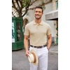 COOFANDY Mens Knit Polo Shirts Casual Short Sleeve Button Down Polo Shirt | Knit polo, soft, breathable, stretch, 3-button placket, elastic ribbed cuffs and hem, casual, business, classic, stylish(Light Khaki)