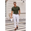 COOFANDY Mens Knit Polo Shirts Casual Short Sleeve Button Down Polo Shirt | Knit polo, soft, breathable, stretch, 3-button placket, elastic ribbed cuffs and hem, casual, business, classic, stylish(E-army Green White Striped)
