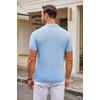 COOFANDY Mens Knit Polo Shirts Casual Short Sleeve Button Down Polo Shirt | Knit polo, soft, breathable, stretch, 3-button placket, elastic ribbed cuffs and hem, casual, business, classic, stylish(Light Blue)