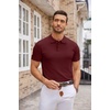 COOFANDY Mens Knit Polo Shirts Casual Short Sleeve Button Down Polo Shirt | Knit polo, soft, breathable, stretch, 3-button placket, elastic ribbed cuffs and hem, casual, business, classic, stylish(Wine Red)