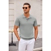 COOFANDY Mens Knit Polo Shirts Casual Short Sleeve Button Down Polo Shirt | Knit polo, soft, breathable, stretch, 3-button placket, elastic ribbed cuffs and hem, casual, business, classic, stylish(Grey)