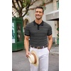 COOFANDY Mens Knit Polo Shirts Casual Short Sleeve Button Down Polo Shirt | Knit polo, soft, breathable, stretch, 3-button placket, elastic ribbed cuffs and hem, casual, business, classic, stylish(F-black/White Striped)