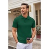 COOFANDY Mens Knit Polo Shirts Casual Short Sleeve Button Down Polo Shirt | Knit polo, soft, breathable, stretch, 3-button placket, elastic ribbed cuffs and hem, casual, business, classic, stylish(Dark Green)