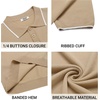 COOFANDY Mens Knit Polo Shirts Casual Short Sleeve Button Down Polo Shirt | Knit polo, soft, breathable, stretch, 3-button placket, elastic ribbed cuffs and hem, casual, business, classic, stylish(E-khaki White Striped)