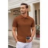COOFANDY Mens Knit Polo Shirts Casual Short Sleeve Button Down Polo Shirt | Knit polo, soft, breathable, stretch, 3-button placket, elastic ribbed cuffs and hem, casual, business, classic, stylish(Caramel)