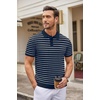 COOFANDY Mens Knit Polo Shirts Casual Short Sleeve Button Down Polo Shirt | Knit polo, soft, breathable, stretch, 3-button placket, elastic ribbed cuffs and hem, casual, business, classic, stylish(F-navy Blue/White Striped)