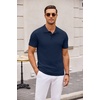 COOFANDY Mens Knit Polo Shirts Casual Short Sleeve Button Down Polo Shirt | Knit polo, soft, breathable, stretch, 3-button placket, elastic ribbed cuffs and hem, casual, business, classic, stylish(Navy Blue)