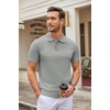 COOFANDY Mens Knit Polo Shirts Casual Short Sleeve Button Down Polo Shirt | Knit polo, soft, breathable, stretch, 3-button placket, elastic ribbed cuffs and hem, casual, business, classic, stylish(Grey)
