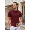 COOFANDY Mens Knit Polo Shirts Casual Short Sleeve Button Down Polo Shirt | Knit polo, soft, breathable, stretch, 3-button placket, elastic ribbed cuffs and hem, casual, business, classic, stylish(Wine Red)