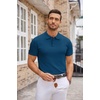 COOFANDY Mens Knit Polo Shirts Casual Short Sleeve Button Down Polo Shirt | Knit polo, soft, breathable, stretch, 3-button placket, elastic ribbed cuffs and hem, casual, business, classic, stylish(Denim Blue)