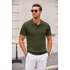 COOFANDY Mens Knit Polo Shirts Casual Short Sleeve Button Down Polo Shirt | Knit polo, soft, breathable, stretch, 3-button placket, elastic ribbed cuffs and hem, casual, business, classic, stylish(Army Green)