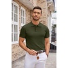 COOFANDY Mens Knit Polo Shirts Casual Short Sleeve Button Down Polo Shirt | Knit polo, soft, breathable, stretch, 3-button placket, elastic ribbed cuffs and hem, casual, business, classic, stylish(Army Green)