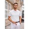 COOFANDY Mens Knit Polo Shirts Casual Short Sleeve Button Down Polo Shirt | Knit polo, soft, breathable, stretch, 3-button placket, elastic ribbed cuffs and hem, casual, business, classic, stylish(White)