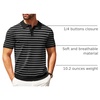 COOFANDY Mens Knit Polo Shirts Casual Short Sleeve Button Down Polo Shirt | Knit polo, soft, breathable, stretch, 3-button placket, elastic ribbed cuffs and hem, casual, business, classic, stylish(F-black/White Striped)