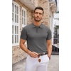 COOFANDY Mens Knit Polo Shirts Casual Short Sleeve Button Down Polo Shirt | Knit polo, soft, breathable, stretch, 3-button placket, elastic ribbed cuffs and hem, casual, business, classic, stylish(Dark Grey)