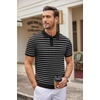 COOFANDY Mens Knit Polo Shirts Casual Short Sleeve Button Down Polo Shirt | Knit polo, soft, breathable, stretch, 3-button placket, elastic ribbed cuffs and hem, casual, business, classic, stylish(F-black/White Striped)