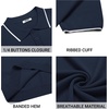 COOFANDY Mens Knit Polo Shirts Casual Short Sleeve Button Down Polo Shirt | Knit polo, soft, breathable, stretch, 3-button placket, elastic ribbed cuffs and hem, casual, business, classic, stylish(E-navy Blue White Striped)