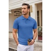 COOFANDY Mens Knit Polo Shirts Casual Short Sleeve Button Down Polo Shirt | Knit polo, soft, breathable, stretch, 3-button placket, elastic ribbed cuffs and hem, casual, business, classic, stylish(Blue)