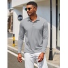 COOFANDY Men’s Long Sleeve Polo Shirt Golf Lightweight Breathable Moisture Wicking Shirt for Business Casual Work Outdoor(Light Grey)