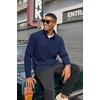 COOFANDY Mens Quarter Zip Pullover Sweater Mock Neck Sweatshirt Casual Polo | 1/4 zip pullover, Lightweight Fleece Lined, Comfortable, Durability Fabric, Classic Golf Hikking Polo Sweater, Fall & Winter(Navy Blue)