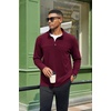 COOFANDY Mens Quarter Zip Pullover Sweater Mock Neck Sweatshirt Casual Polo | 1/4 zip pullover, Lightweight Fleece Lined, Comfortable, Durability Fabric, Classic Golf Hikking Polo Sweater, Fall & Winter(Wine Red)