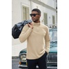 COOFANDY Mens Quarter Zip Pullover Sweater Mock Neck Sweatshirt Casual Polo | 1/4 zip pullover, Lightweight Fleece Lined, Comfortable, Durability Fabric, Classic Golf Hikking Polo Sweater, Fall & Winter(Light Khaki)