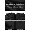COOFANDY Mens Quarter Zip Pullover Sweater Mock Neck Sweatshirt Casual Polo | 1/4 zip pullover, Lightweight Fleece Lined, Comfortable, Durability Fabric, Classic Golf Hikking Polo Sweater, Fall & Winter(Black)