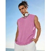 COOFANDY Men’s Sleeveless Shirts Cotton Workout Tank Tops Muscle Tee Shirt | Acid Wash Fabric, Lightweight and Soft Cut Off Shirt, Casual Summer Faishon Tank, Relaxed and Oversized Fit Sleeveless Top(Pink)