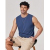COOFANDY Men’s Sleeveless Shirts Cotton Workout Tank Tops Muscle Tee Shirt | Acid Wash Fabric, Lightweight and Soft Cut Off Shirt, Casual Summer Faishon Tank, Relaxed and Oversized Fit Sleeveless Top(Navy Blue)