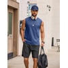 COOFANDY Men’s Sleeveless Shirts Cotton Workout Tank Tops Muscle Tee Shirt | Acid Wash Fabric, Lightweight and Soft Cut Off Shirt, Casual Summer Faishon Tank, Relaxed and Oversized Fit Sleeveless Top(Navy Blue)