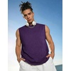 COOFANDY Men’s Sleeveless Shirts Cotton Workout Tank Tops Muscle Tee Shirt | Acid Wash Fabric, Lightweight and Soft Cut Off Shirt, Casual Summer Faishon Tank, Relaxed and Oversized Fit Sleeveless Top(Purple)