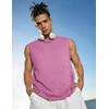 COOFANDY Men’s Sleeveless Shirts Cotton Workout Tank Tops Muscle Tee Shirt | Acid Wash Fabric, Lightweight and Soft Cut Off Shirt, Casual Summer Faishon Tank, Relaxed and Oversized Fit Sleeveless Top(Pink)