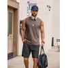COOFANDY Men’s Sleeveless Shirts Cotton Workout Tank Tops Muscle Tee Shirt | Acid Wash Fabric, Lightweight and Soft Cut Off Shirt, Casual Summer Faishon Tank, Relaxed and Oversized Fit Sleeveless Top(Brown)