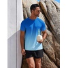 COOFANDY Mens Swim Shirt UPF 50+ Rash Guard Beach Tshirt Workout Quick Dry T Shirts for Running, Surfing and Hiking(Blue Gradient)