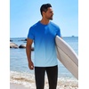 COOFANDY Mens Swim Shirt UPF 50+ Rash Guard Beach Tshirt Workout Quick Dry T Shirts for Running, Surfing and Hiking(Blue Gradient)