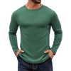 COOFANDY Crewneck Sweaters for Men Slim Fit Long Sleeve Pullover Tops | Stretch Ribbed Knit, Soft Touch Fabric, High Elasticity, Thermal Long Sleeve Tee Shirts(Green)