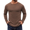 COOFANDY Crewneck Sweaters for Men Slim Fit Long Sleeve Pullover Tops | Stretch Ribbed Knit, Soft Touch Fabric, High Elasticity, Thermal Long Sleeve Tee Shirts(Brown)