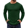 COOFANDY Crewneck Sweaters for Men Slim Fit Long Sleeve Pullover Tops | Stretch Ribbed Knit, Soft Touch Fabric, High Elasticity, Thermal Long Sleeve Tee Shirts(Dark Green)