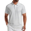COOFANDY Mens Golf Polo Shirts Short Sleeve Quick Dry Casual Collared Shirt | Quick-dry 4-way stretch , UPF30+, moisture-wicking fabric; 3-button polo collar, side slits; great for golf, work & gifts(White Letter V)